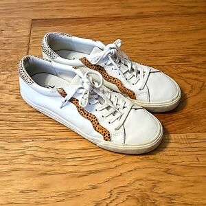 Madewell Sidewalk Low-Top Sneakers Leather & Calf Hair Wave White Leopard 11